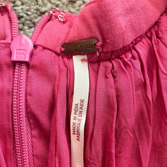 Free People Long Baja Babe Cut Out Hot Pink Gold Floral Flowy Midi Dress Medium - Picture 8 of 12